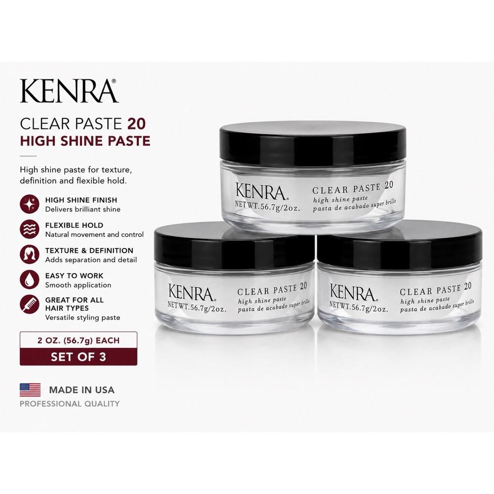 Kenra Clear Paste 20 High Shine Styling Paste 2oz 56.7g Set of 3